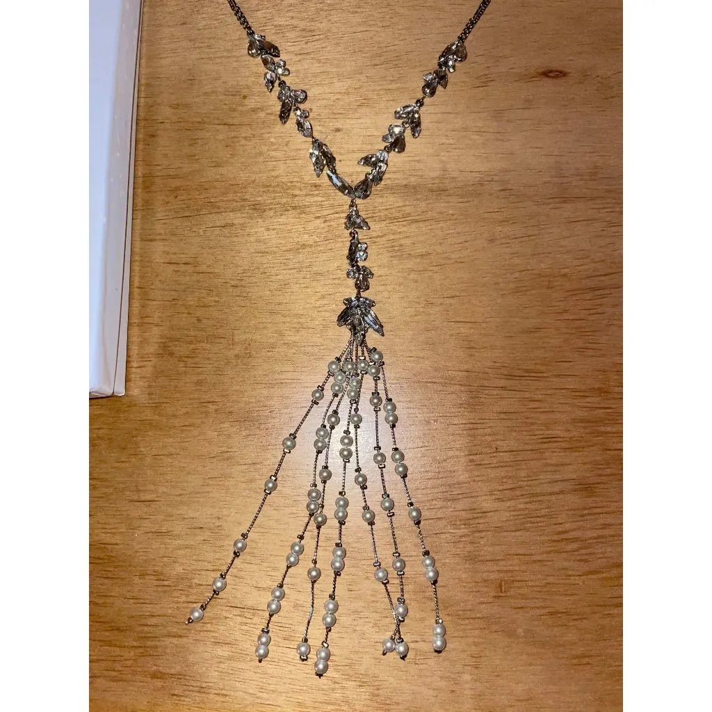 New Women’s Silver with Faux Diamonds 💎 & Pearls Necklace/Choker with Gift box - Image 6