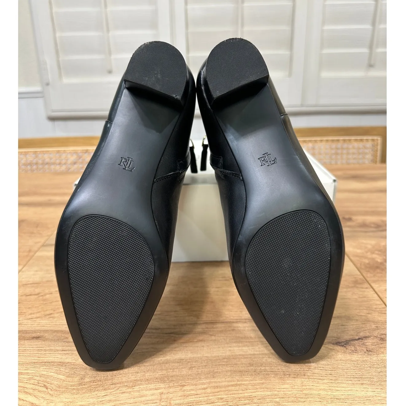 Lauren Ralph Lauren Women's Demi Black Booties Burnished Calf Leather Size 8 NIB - Image 12