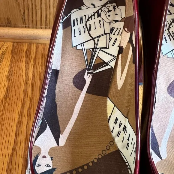 EUC Stuart Weitzman Red Pumps Women 9.5 Patent‎ Leather High Heels Burgundy Wine - Image 3