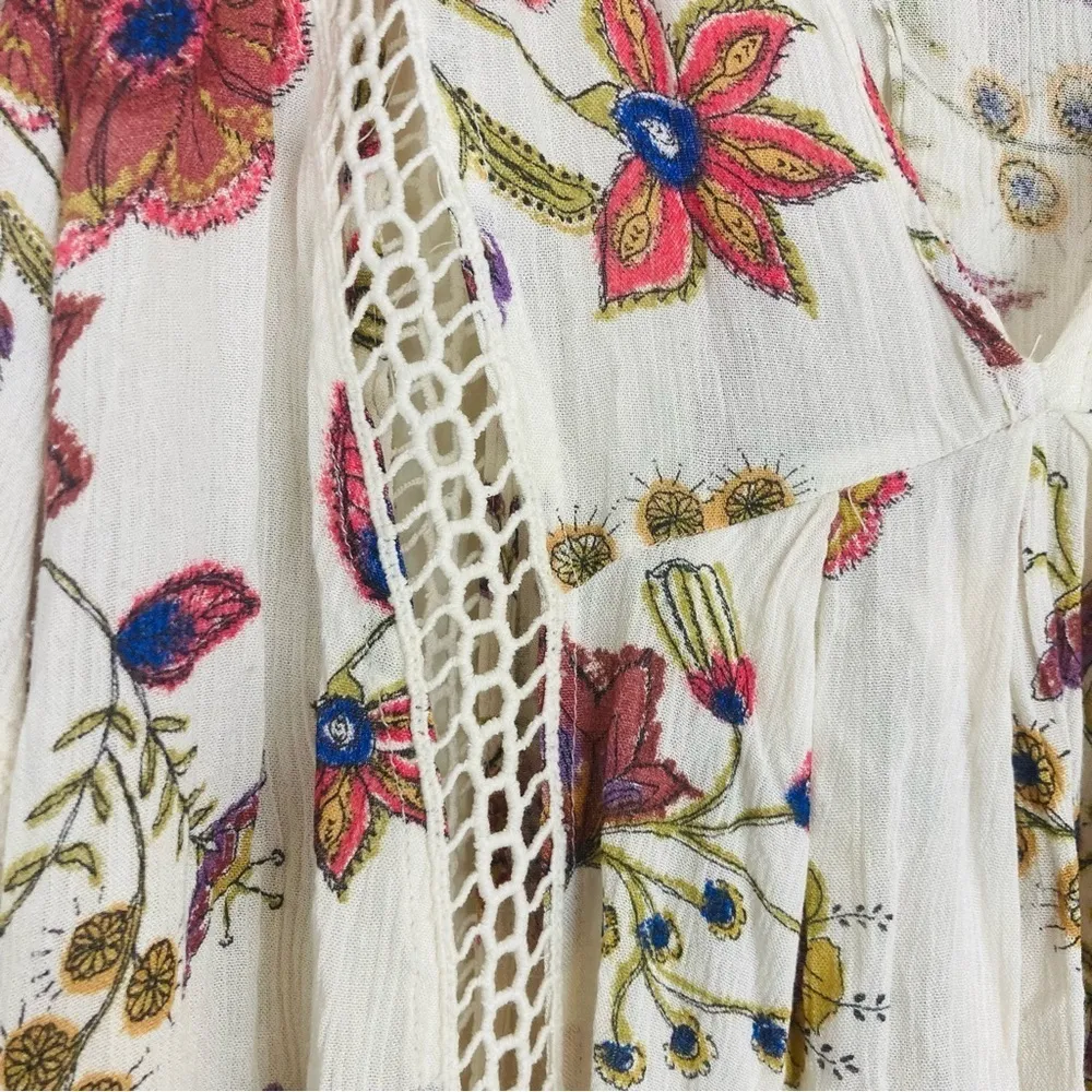 Free People floral lattice tunic style baby doll dress or top. Size small - Image 5