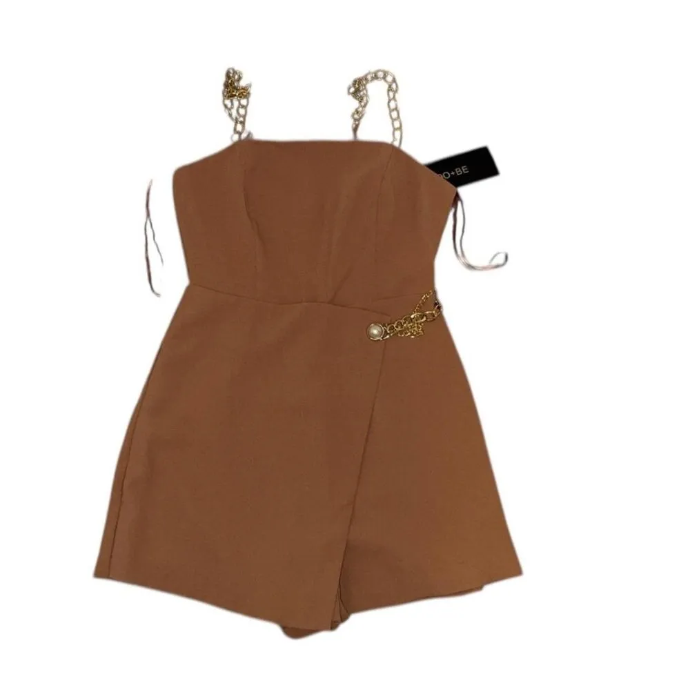Do + Be Brown mini romper with gold chain straps - Image 4