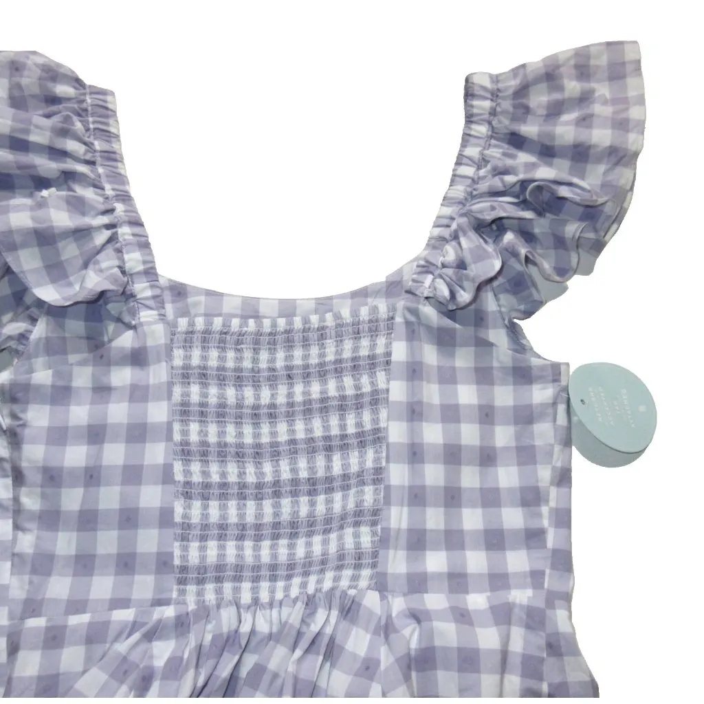 NWT Hill House Daphne in Lilac Jacquard Check Gingham Cotton Midi Dress S Purple - Image 6