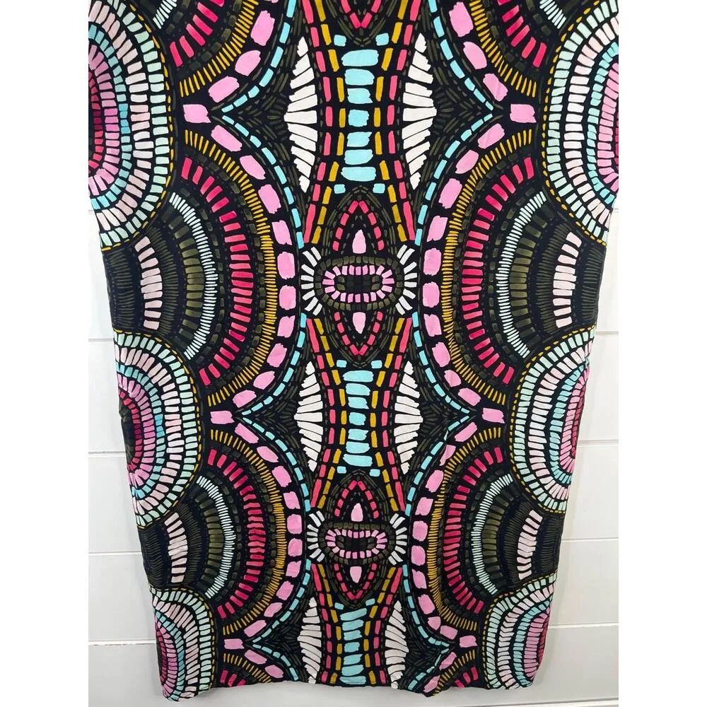 Marie Oliver Colorful Print V Neck Short Sleeve Shift Dress Size S Silk - Image 7