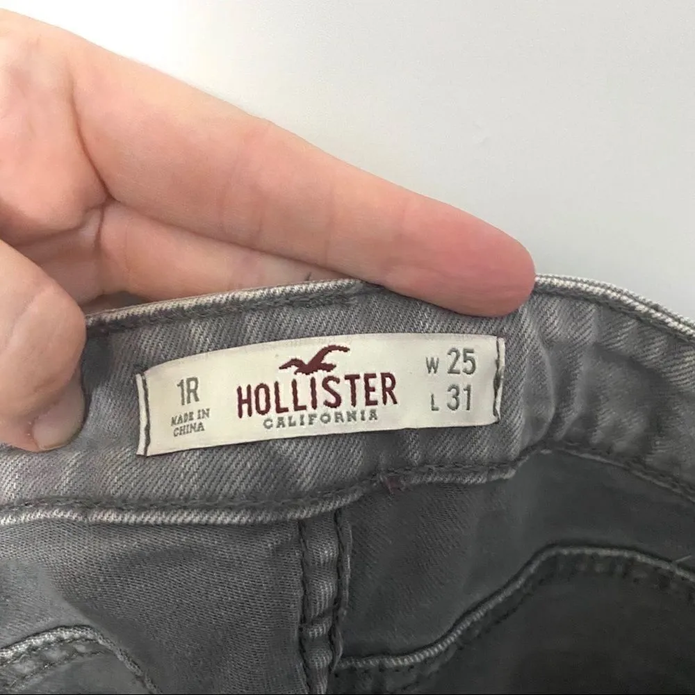 Hollister gray skinny jeans raw hem w25 l31 - Image 5
