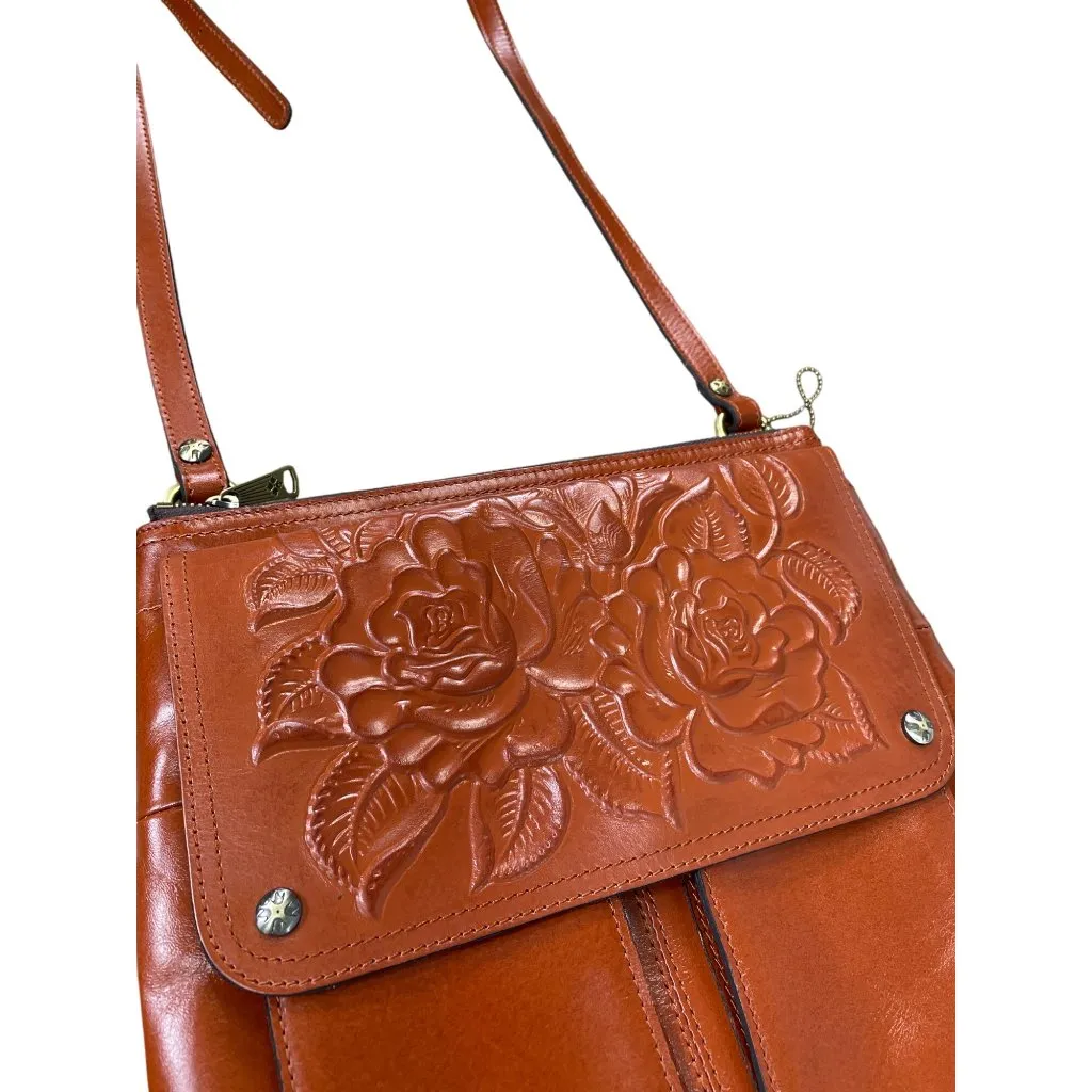 Patricia Nash Embossed Leather Crossbody Bag  Adjustable Strap  Floral Design  B - Image 2