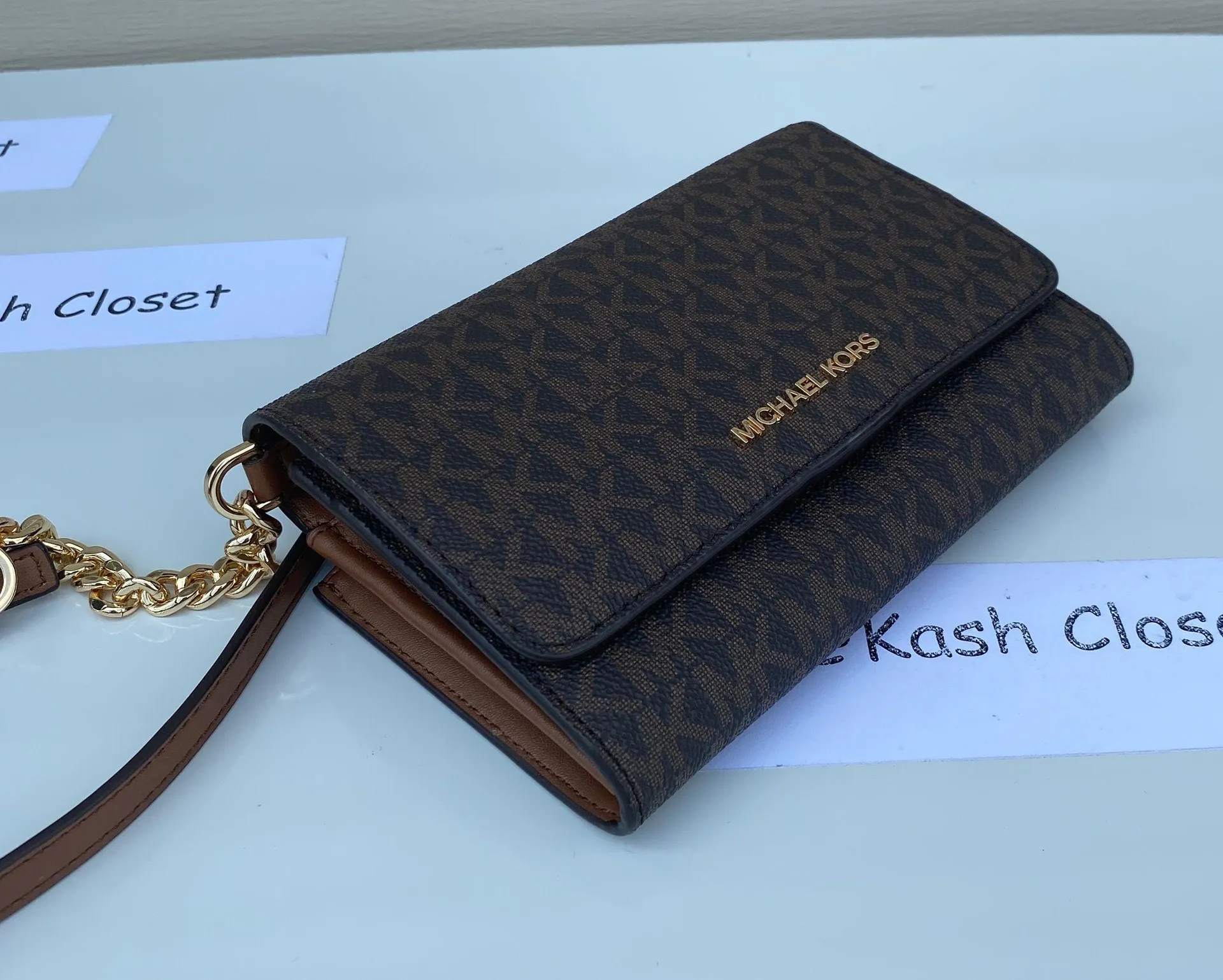 MK JST MD MF Phone Crossbody Brown Signature - Image 8