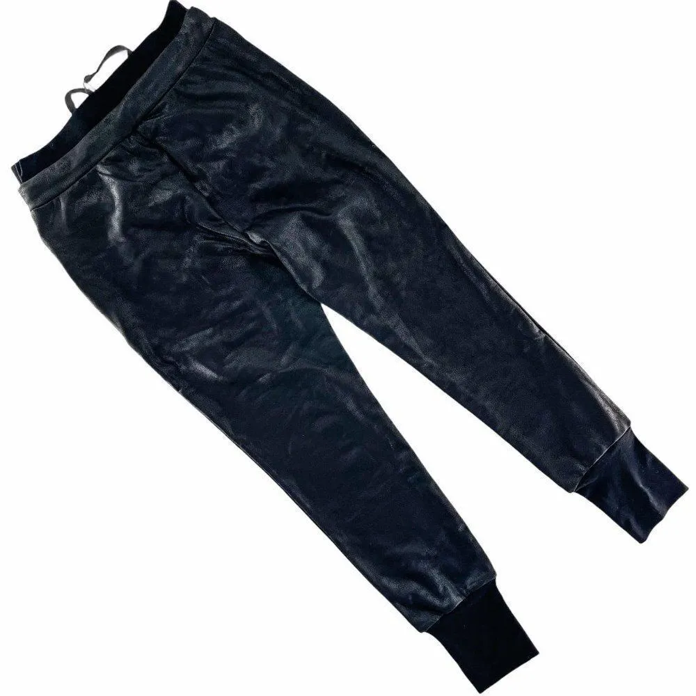 2/$30 Dance & Marvel Black Faux Leather Skinny Joggers Moto Pants M - Image 5