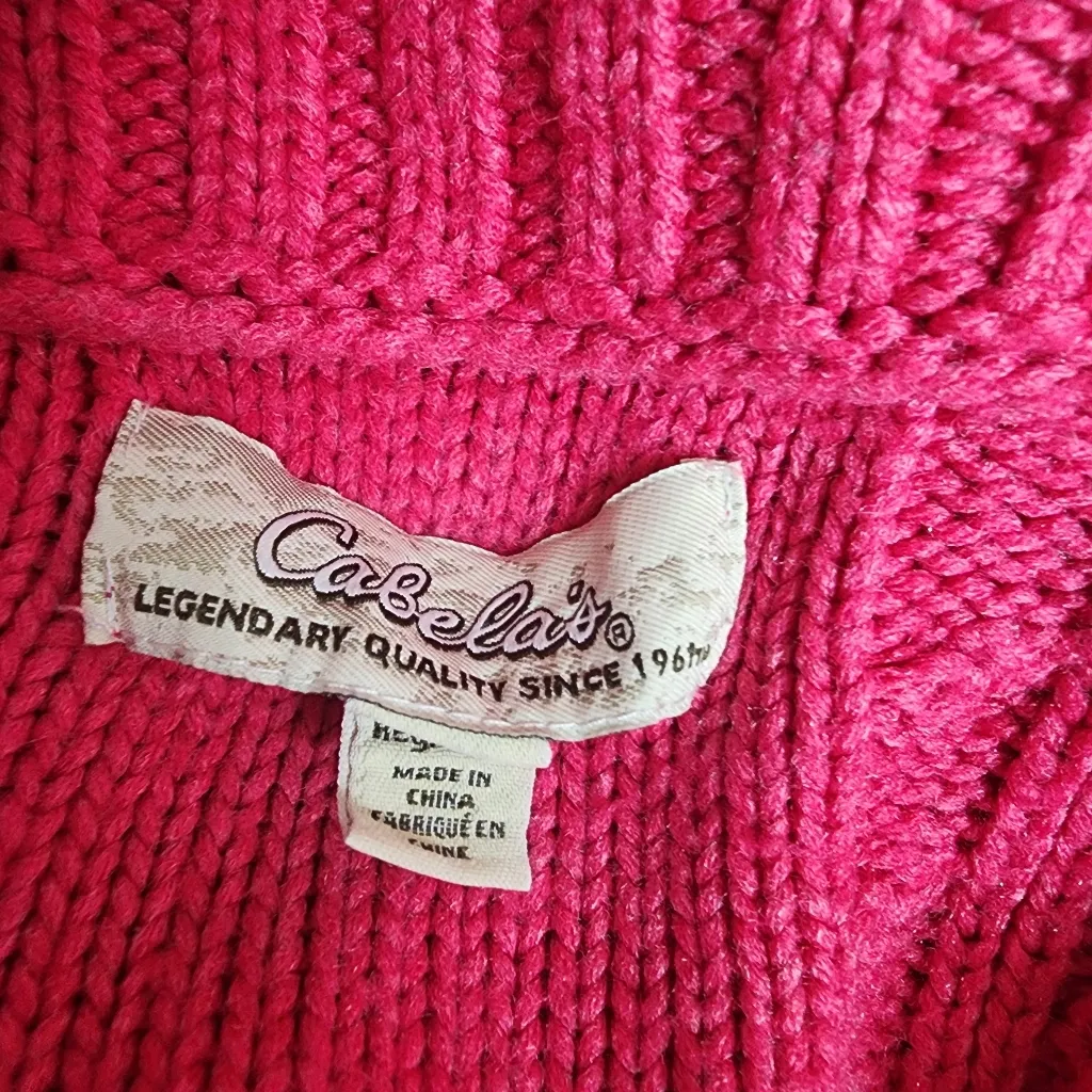 Cabela's Pink Cableknit Button Closure Cardigan (XL) - Image 6