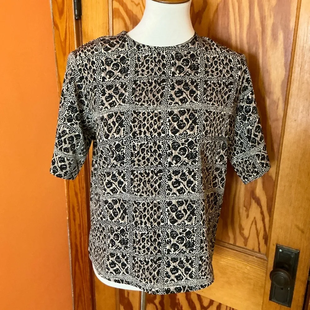 Vtg 90s cheetah patchwork print blouse Brown Size 10 - Image 10