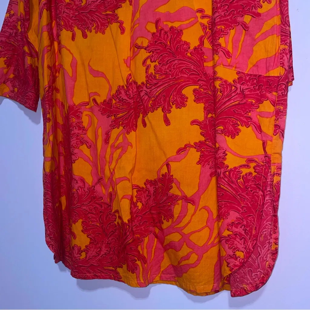 ModaPosa Gabriella Tunic Dress Big Coral Orange Fuchsia Women Size XL Beach Chic - Image 5