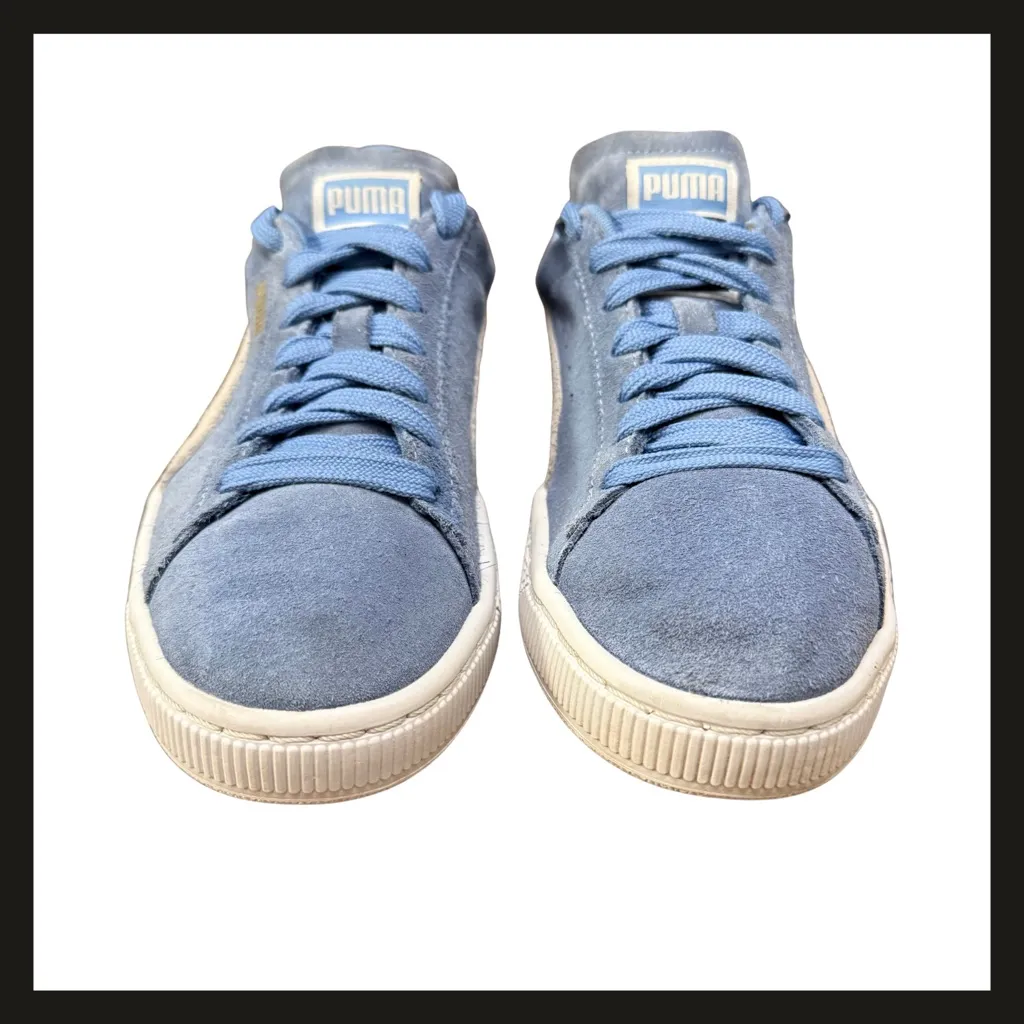 PUMA Suede Classic Blue Cream Low Top Sneakers Womens Size 6 | Art 355462-64 EUC - Image 12