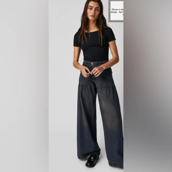 Free People Lotus Dropped Patch Pocket Cinched Tie Ankle Blue Velvet - Image 5