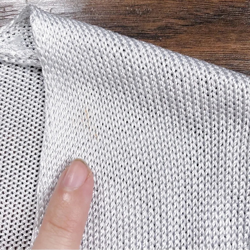 Michelle Mason • Cross Wrap Sweater top metallic silver grey surplice knit drape - Image 8