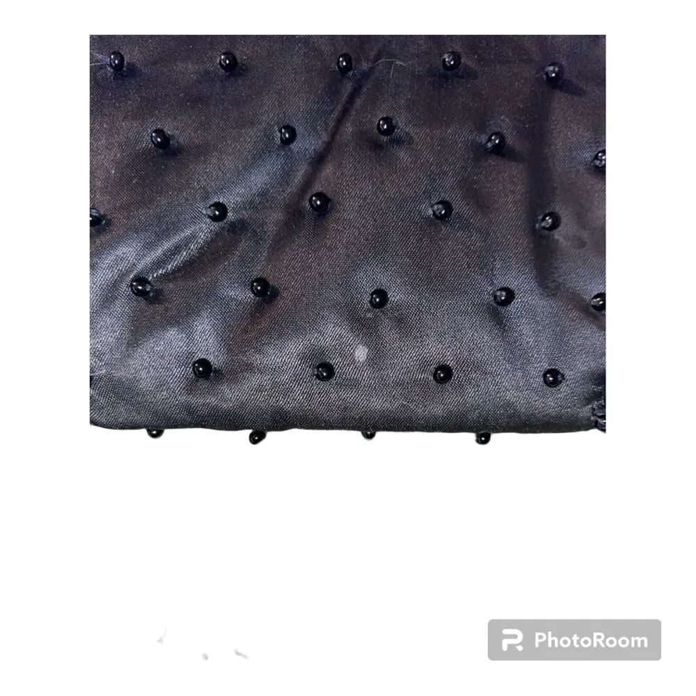 Vintage Black Satin Beaded Evening Bag Foldover Flap EUC - Image 6