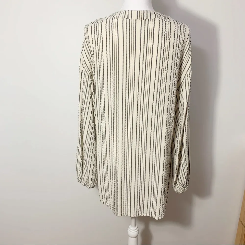 Free People Striped Balloon Sleeve Hi-Low Blouse Size S - Image 8