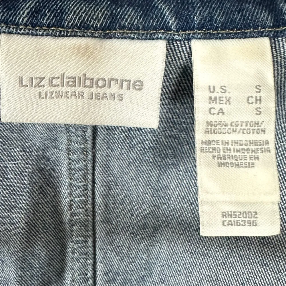 Vintage 90s Y2K Liz Claiborne Denim Blazer Size Small Jean Jacket Preppy Classic - Image 7