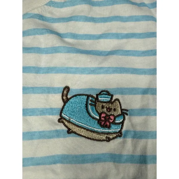 Pusheen Striped Long Sleeve Tee Shirt Sailor Cat‎ Graphic Top M/M - Image 2
