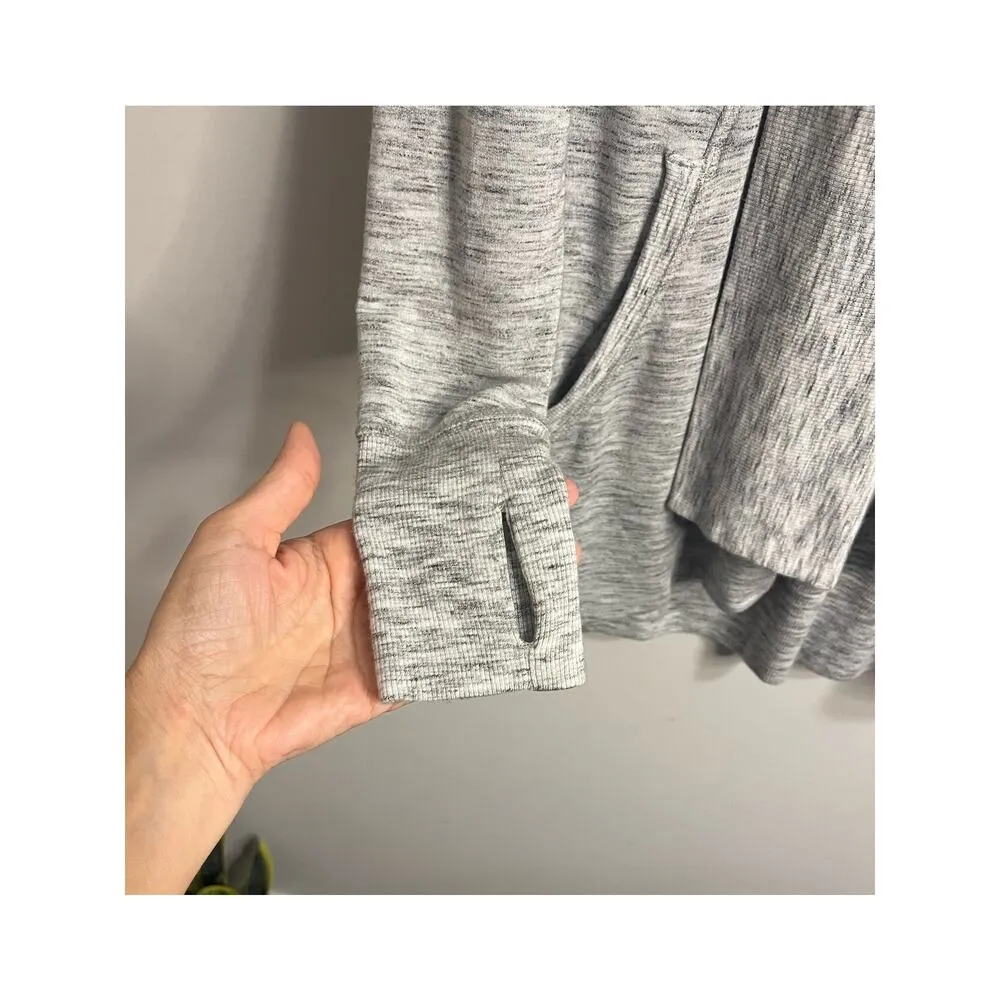 Athleta Pranayama Marl Grey Pockets‎ Long Open Cardigan Women's Sweater sz M - Image 8