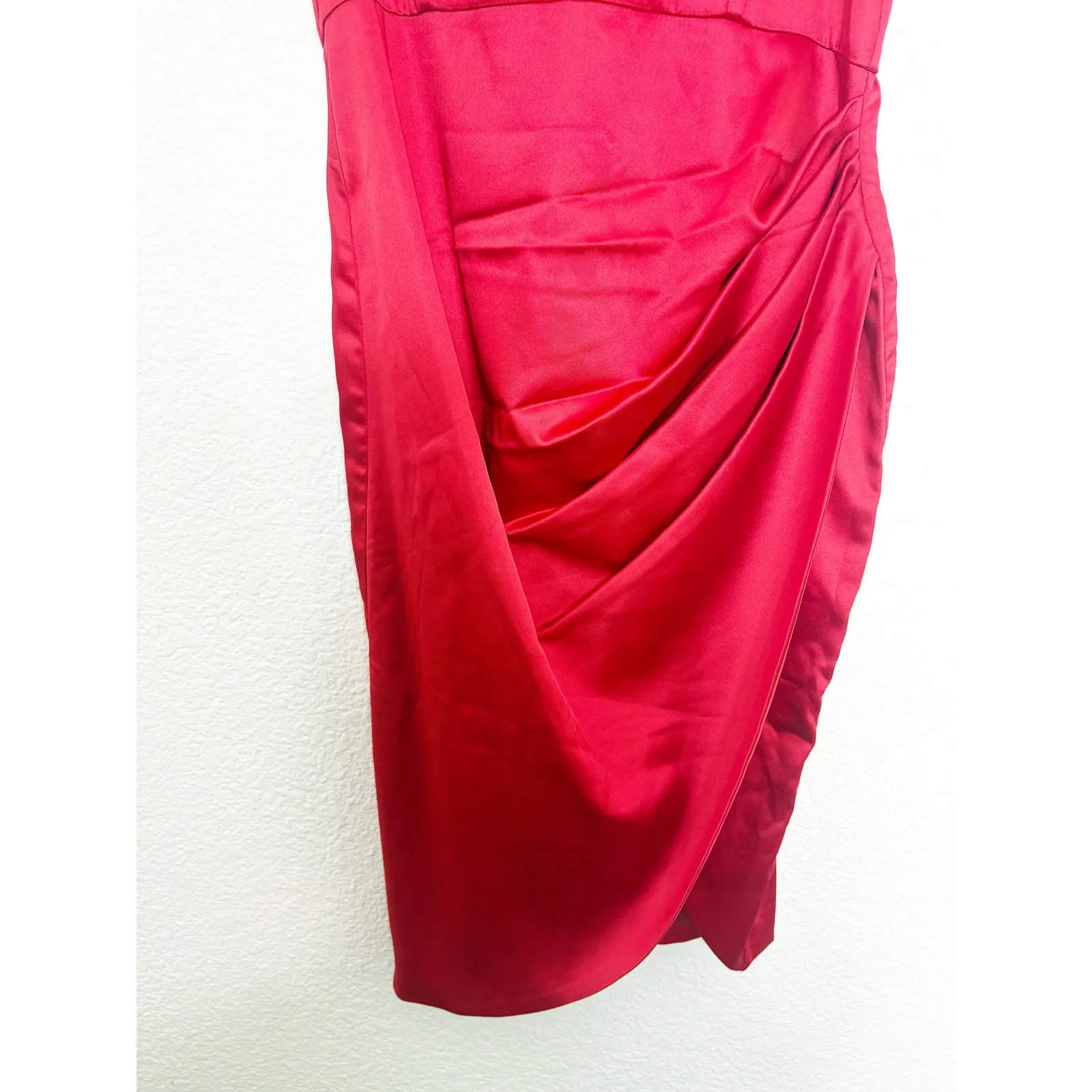 Miss Circle Hedy Red Satin Corset Draped Dress Size XL Sexy Cocktail Wedding - Image 10