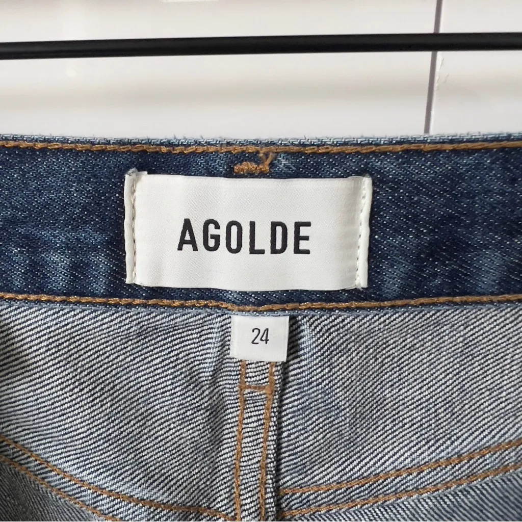 NWOT Agolde Parker High-Rise Denim Jean Shorts in Enamour Dark Denim - Image 6