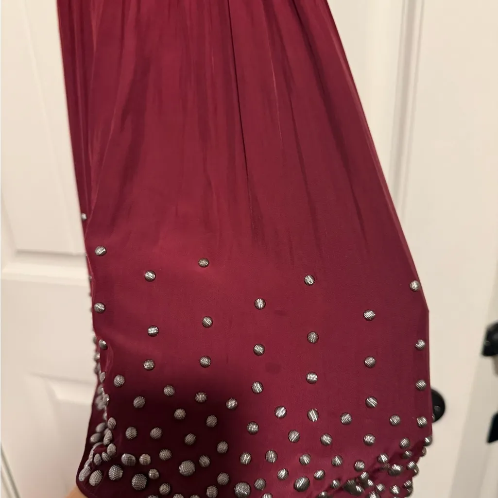 Ramy Brook Burgundy Studded Mini Dress - Image 5