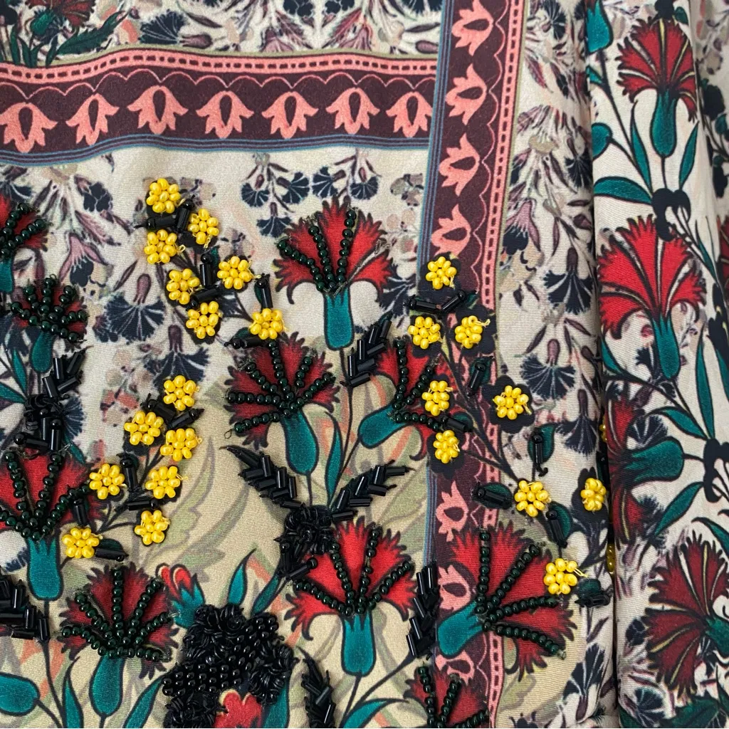 Anthropologie Far Fields Beaded Midi Dress Bhanuni by Jyoti size 2 Cream - Image 13