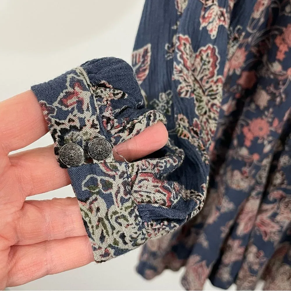 Free People Lucky Loosey Mini Dress Indigo Combo‎ Size XS - Image 9