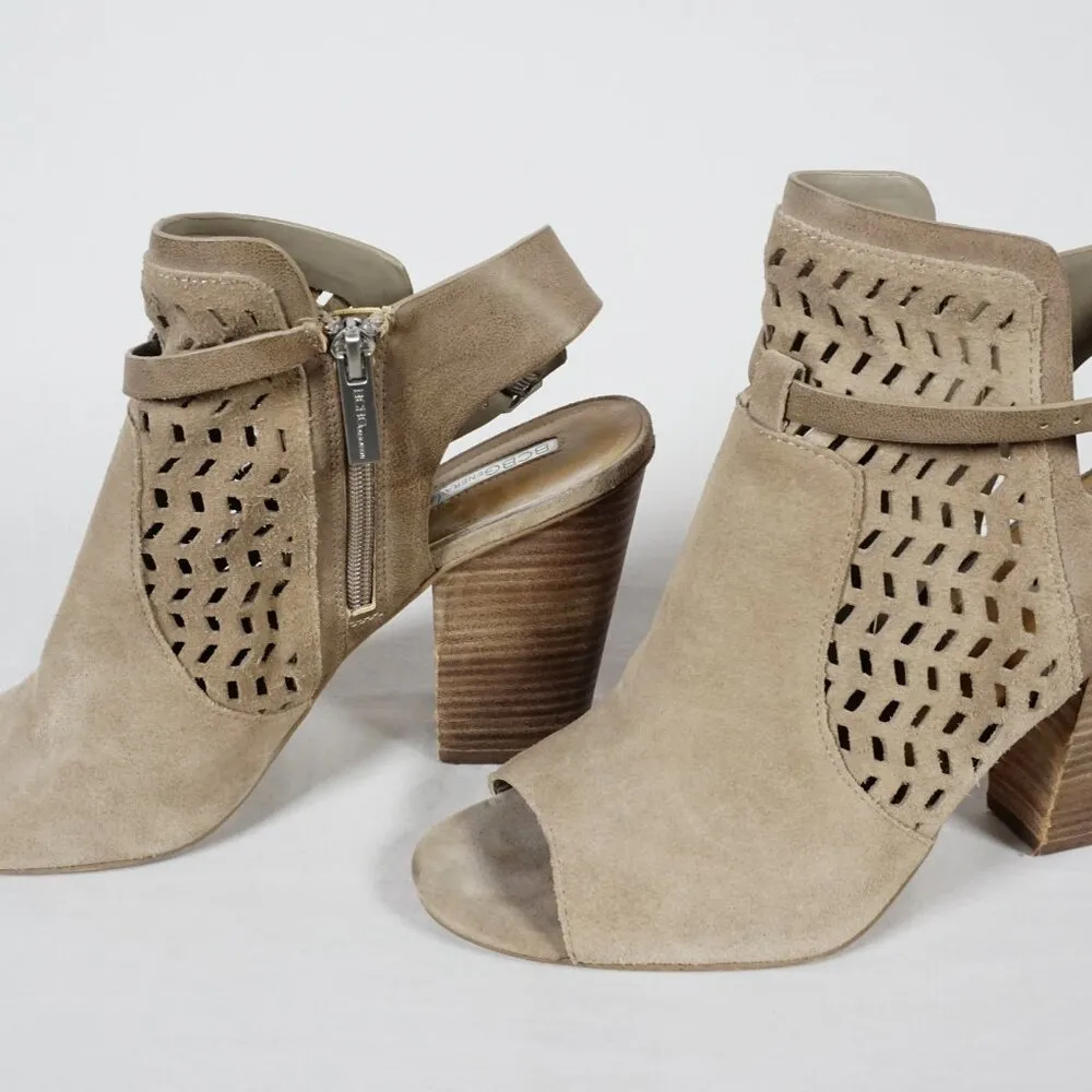 BCBGeneration Ankle Booties Peep Toe Block Heel Brown Leather Wo Size 10 M - Image 2