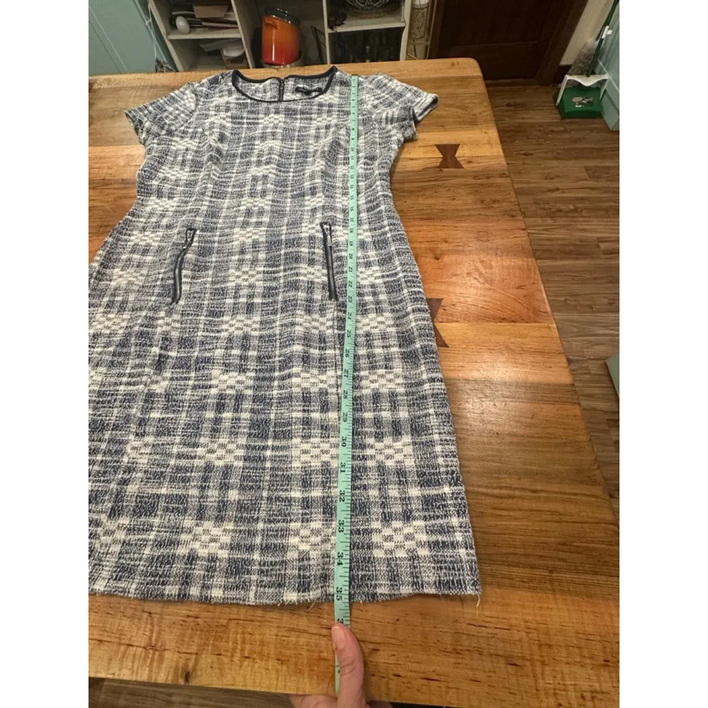 Women's Sharagano Plaid Shift Dress Size 12 Blue White - Image 8