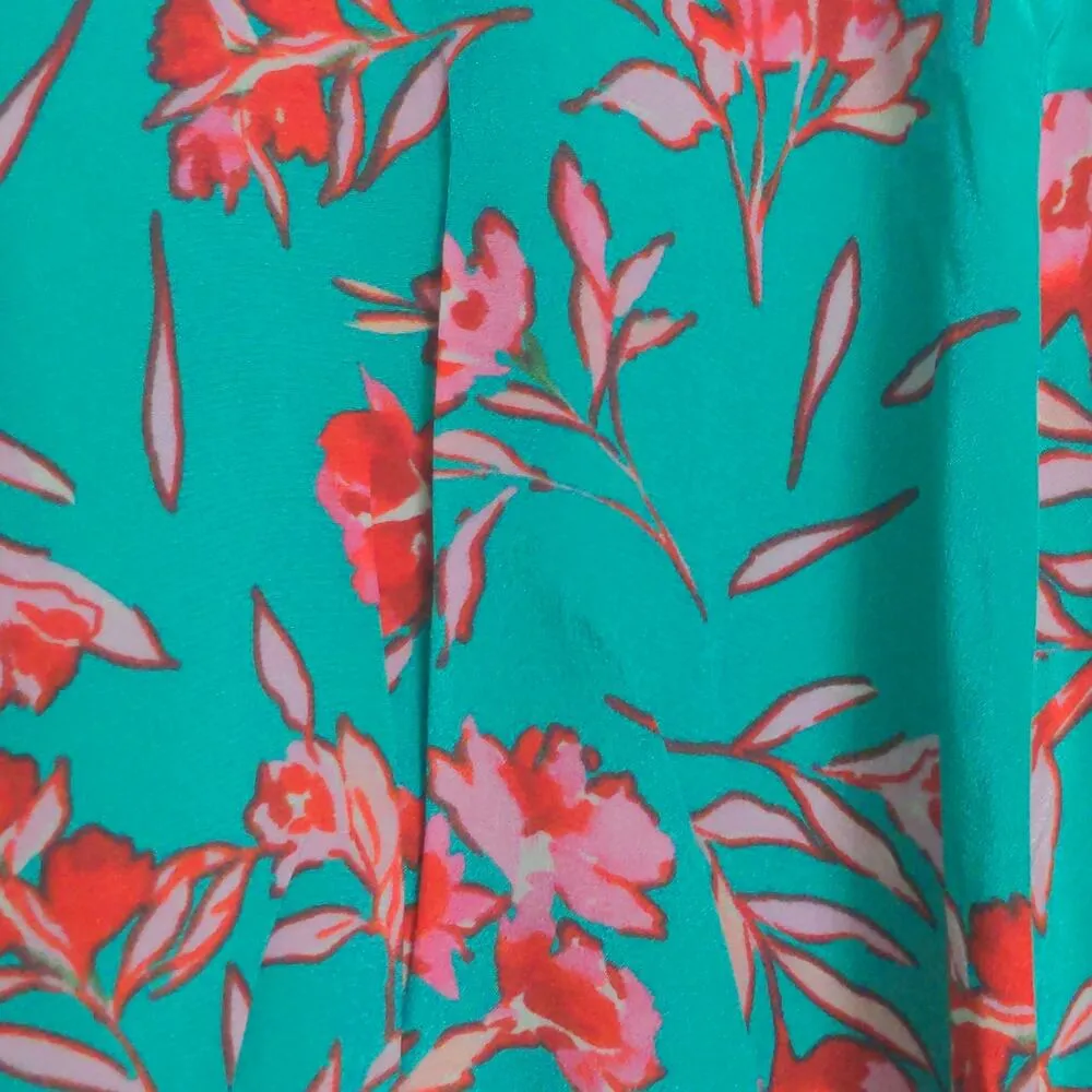 Yumi Kim Anthro Vienna Silk Floral Print A-Line Dress Dandelion Emerald 4 New - Image 3