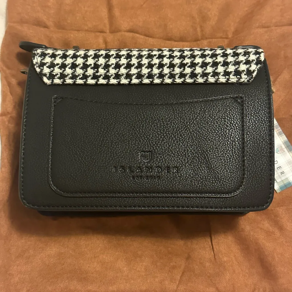 Islander UK x Harris Tweed Black & White Houndstooth Crossbody / Satchel Bag - Image 2