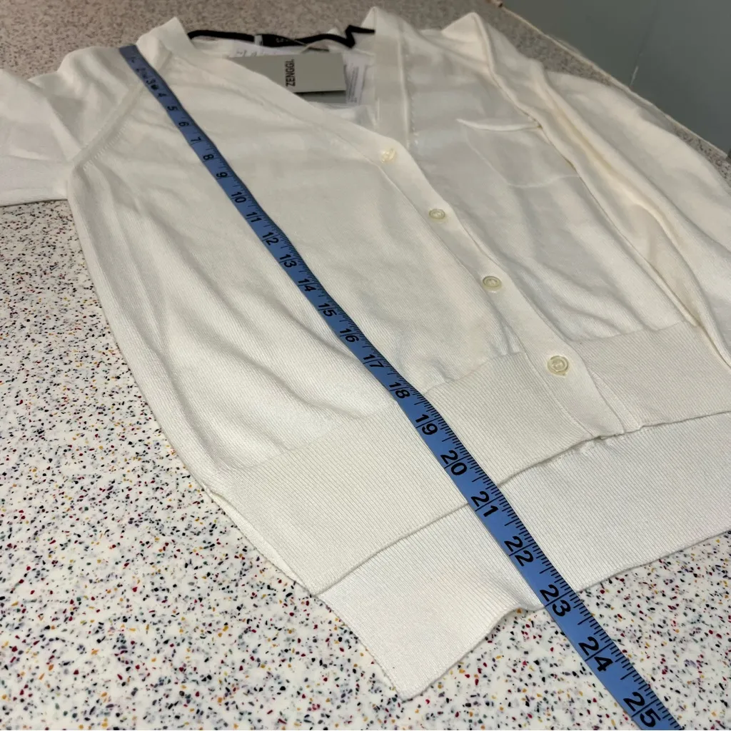 NWT Zenggi Amsterdam Organic Cotton Cardigan Sweater Plaster White Womens Size S - Image 8