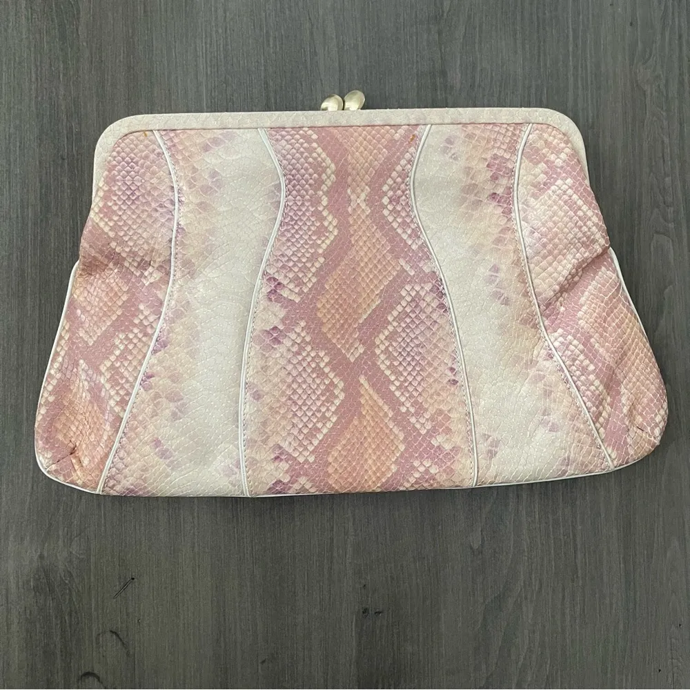 Via Spiga Snakeskin Embossed Cow Leather pink Clutch shoulder bag - Image 8