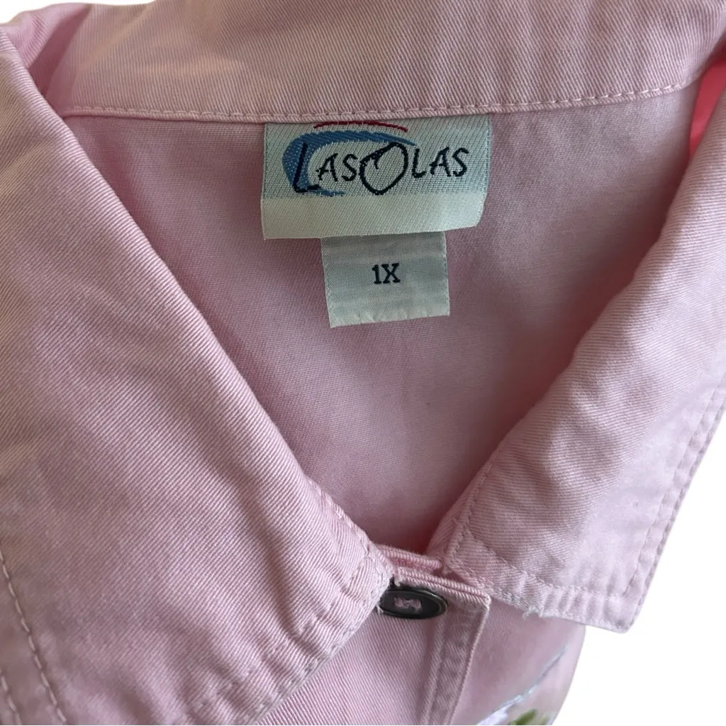 Fairy Cottagecore Baby Pink Embroidered Rhinestone Butterfly Jean Cotton Vest 1X - Image 11