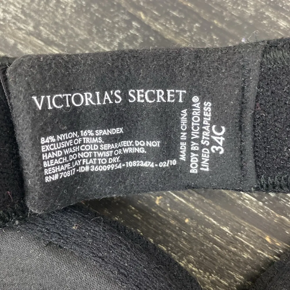 Victoria’s Secret Black Body by Victoria Lined Strapless Convertible Bra 34C - Image 6