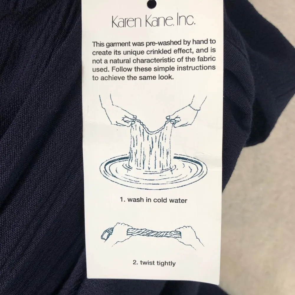 Karen Kane - Spring Dresses II - Crush MIDI Dress Navy Blue Crinkle Tiered NWT - Image 12