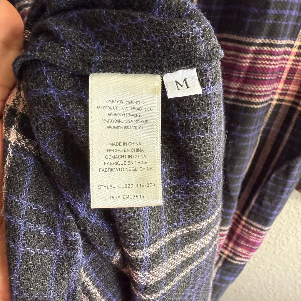 Anthropology Cloth & Stone Navy and Pink Plaid Tunic Dress/Top Size M - Image 15