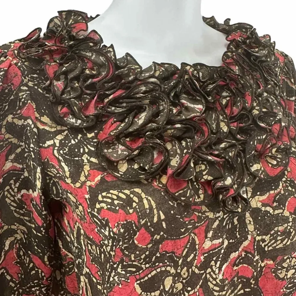 ETCETERA Brown Floral Silk Print Blouse - Image 4
