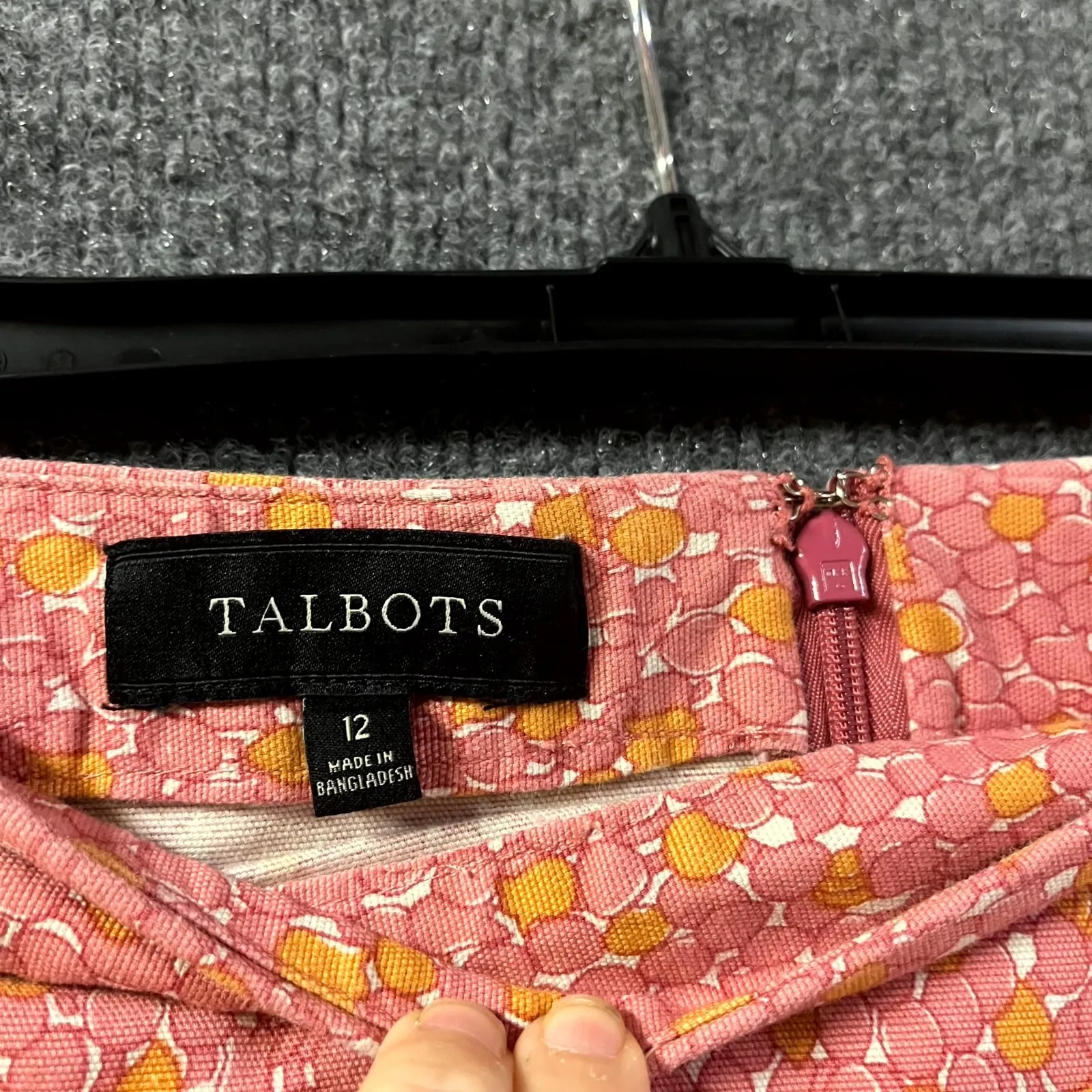 Talbots Pencil Skirts Womens 12 Pink Tulip Print Cotton‎ Stretch Back Zip Career - Image 2