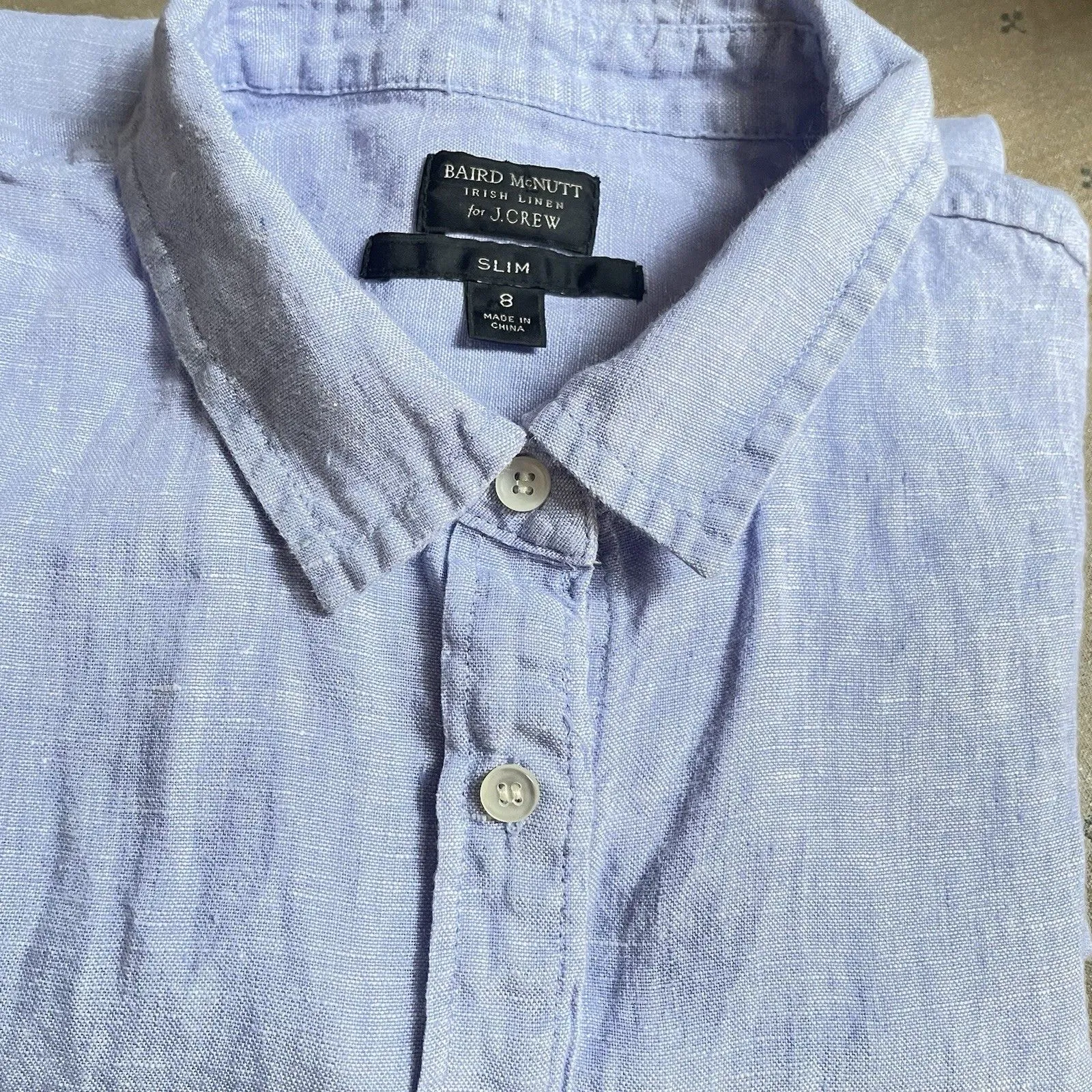 Baird McNutt J.Crew Irish Linen Shirt Womens 8 Blue Slim Fit Button Down Top - Image 11