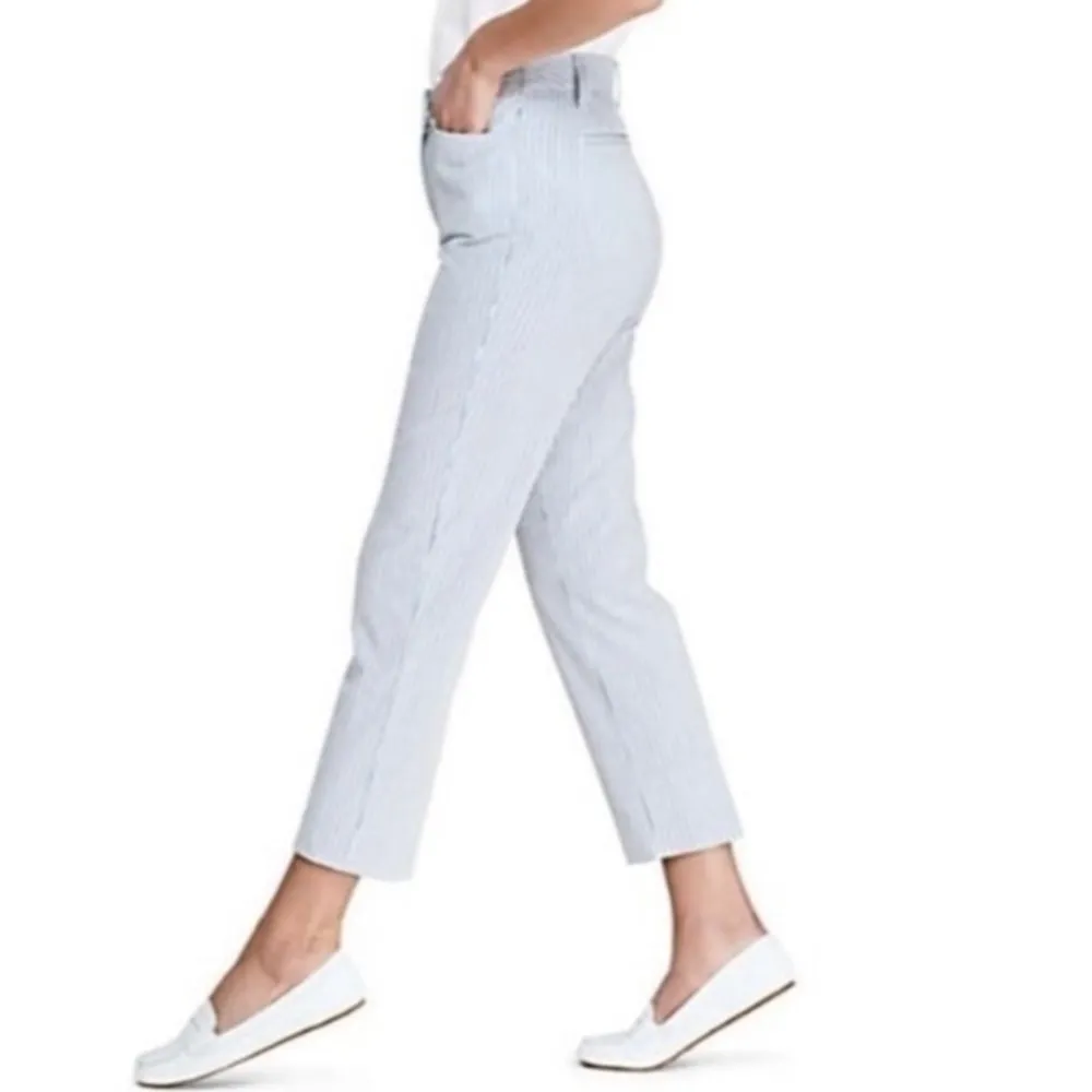 Lands’ End seersucker striped stretch crop capri pants size 8 petite NWOT - Image 3