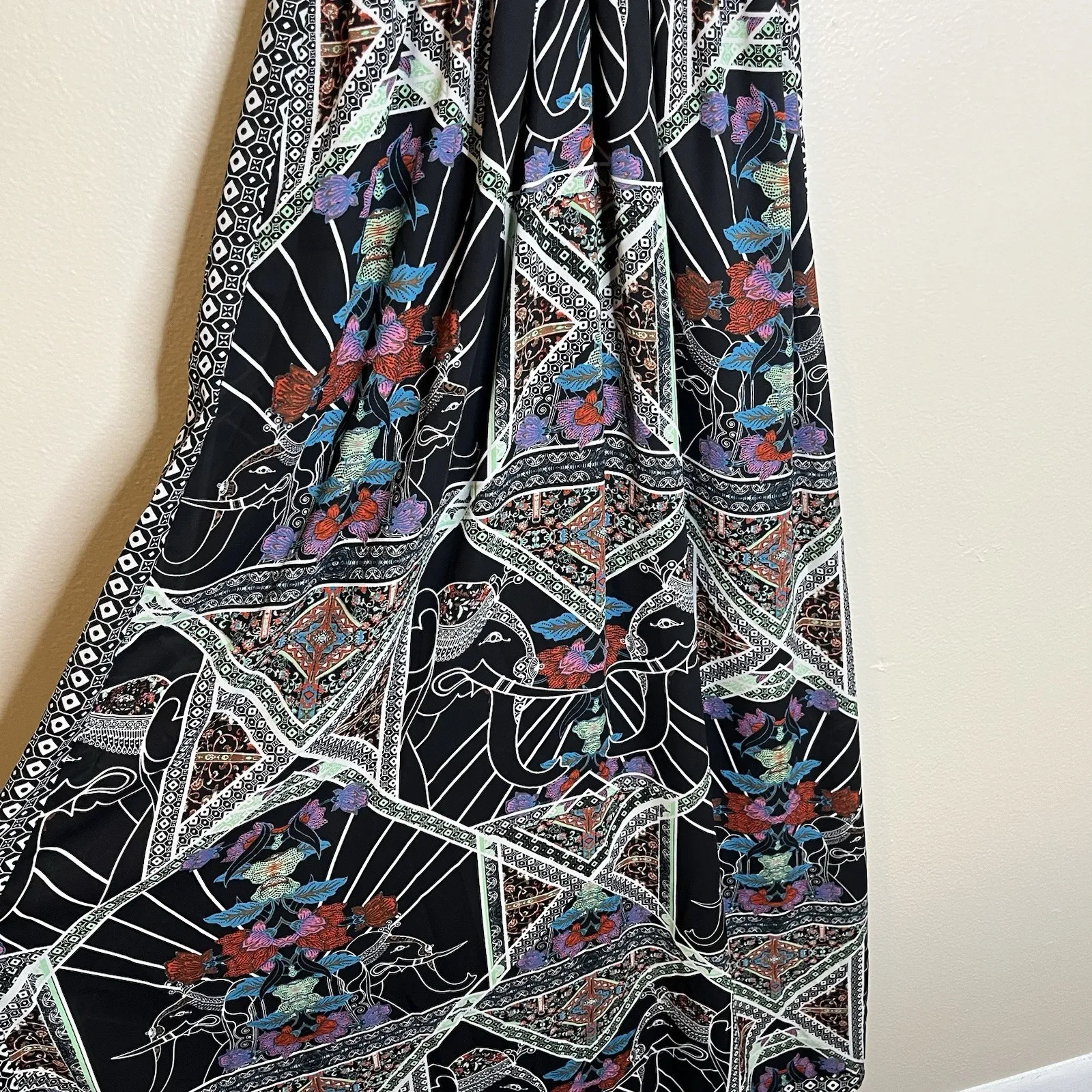 Women's Maxi Dress Elephant Boho Hippie Floral Thin Strap Beach Vacation Resort - Image 3