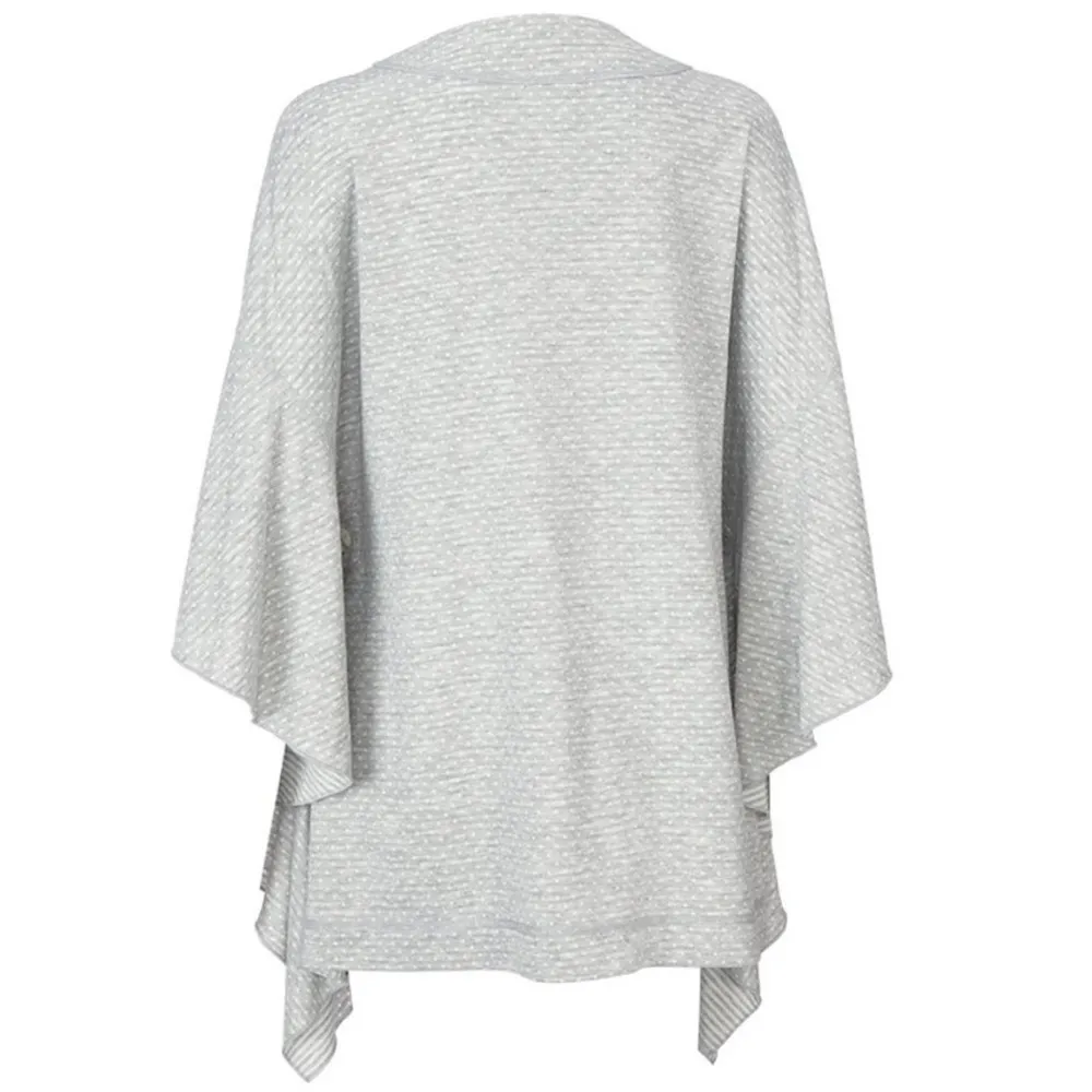 CAbi‎ ATC Reversible Cape Topper Poncho 5846 Polkadot Stripes Gray White XS/S - Image 4