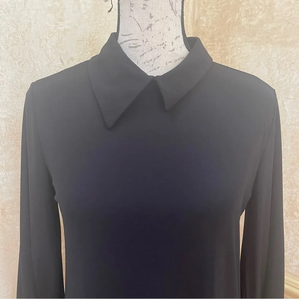 Zara Collection Asymmetric Collar Midi Dress Black Goth Grunge Whimsigoth S - Image 9