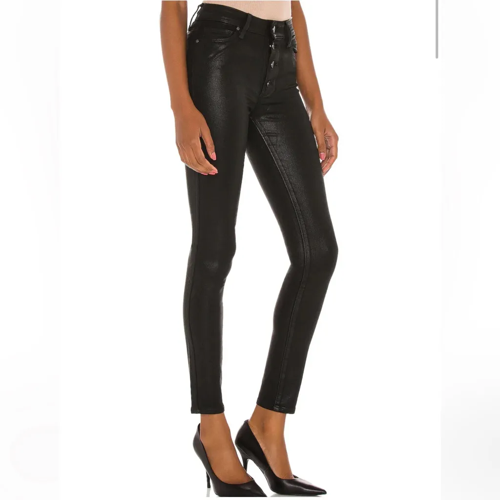Paige Hoxton Ultra Skinny With Exposed Buttonfly in Black Fog Luxe Coating 31 - Image 5