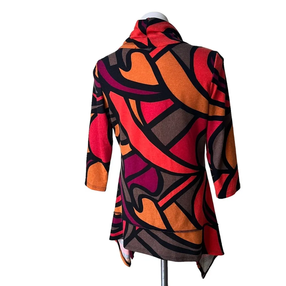 Coco Bianco Drape Cowl Neck Asymmetric Hem Tunic Top, Sz M - Image 6