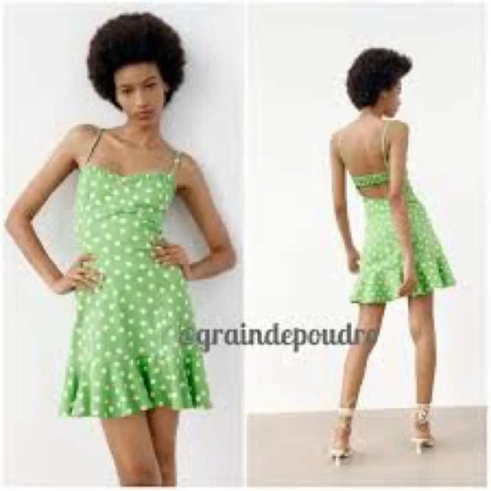 ZARA polka dot linen blend flounced hem dress blogger favorite size large NWT - Image 3