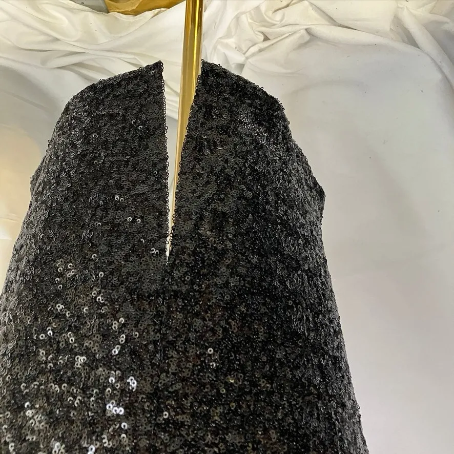 Eliza‎ J Black Sequin Sleeveless  Cocktail Party Dress Size 10 Holiday Midi - Image 7