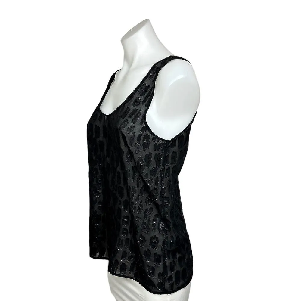 Equipment $158 Silk Kaylen Black Animal Leopard Print Sleeveless Tank Top Sz XS - Image 5