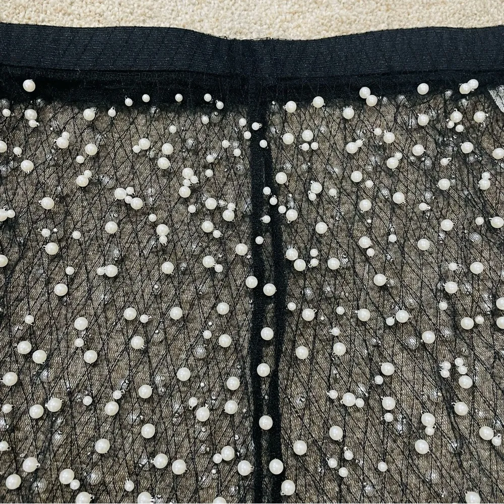 Black See Through Pearl Embellished Festival Bike Shorts - Image 2